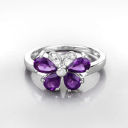 Bids.com 1.35 Carat Genuine Amethyst and Created White Sapphire .925 Sterling Silver Ring Rings