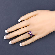 Bids.com 1.35 Carat Genuine Amethyst and Created White Sapphire .925 Sterling Silver Ring Rings
