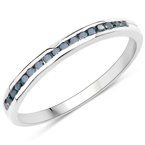 Bids.com 0.20 Carat Genuine Blue Diamond .925 Sterling Silver Ring Rings