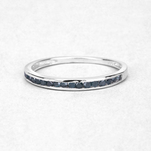Bids.com 0.20 Carat Genuine Blue Diamond .925 Sterling Silver Ring Rings