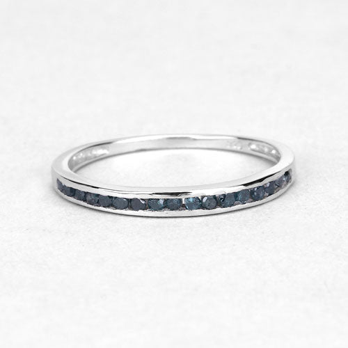 Bids.com 0.20 Carat Genuine Blue Diamond .925 Sterling Silver Ring Rings