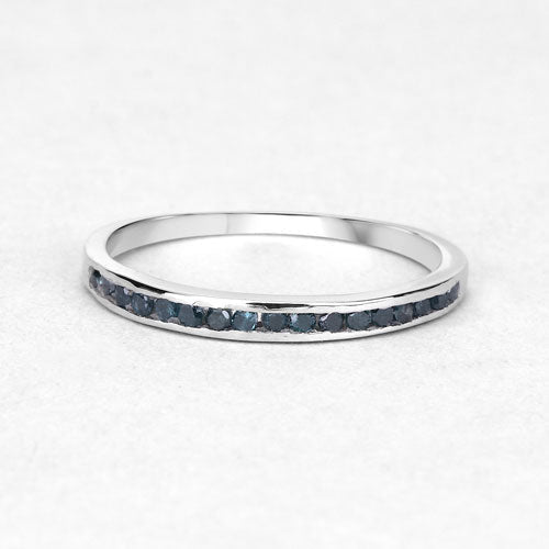 Bids.com 0.20 Carat Genuine Blue Diamond .925 Sterling Silver Ring Rings
