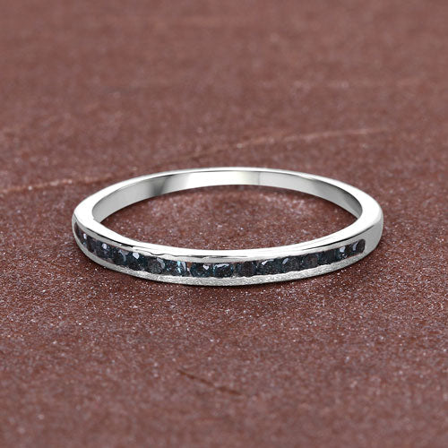 Bids.com 0.20 Carat Genuine Blue Diamond .925 Sterling Silver Ring Rings