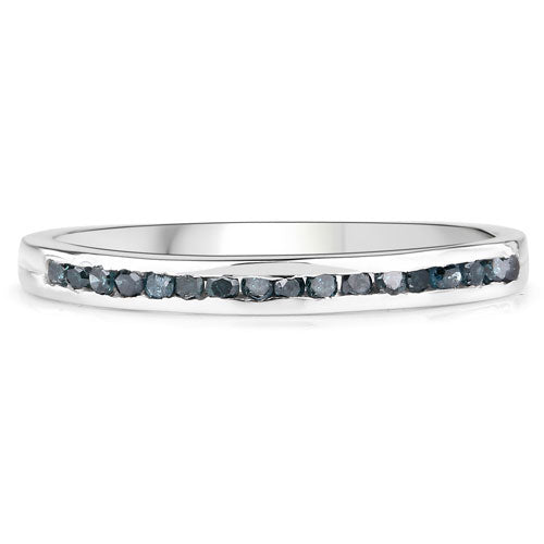 Bids.com 0.20 Carat Genuine Blue Diamond .925 Sterling Silver Ring Rings