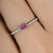 Bids.com 0.22 Carat Genuine Ruby and White Diamond 14K White Gold Ring Rings