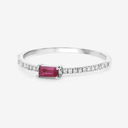 Bids.com 0.22 Carat Genuine Ruby and White Diamond 14K White Gold Ring Rings
