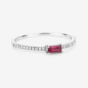 Bids.com 0.22 Carat Genuine Ruby and White Diamond 14K White Gold Ring Rings