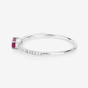 Bids.com 0.22 Carat Genuine Ruby and White Diamond 14K White Gold Ring Rings
