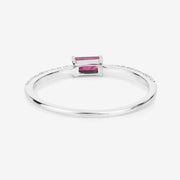 Bids.com 0.22 Carat Genuine Ruby and White Diamond 14K White Gold Ring Rings