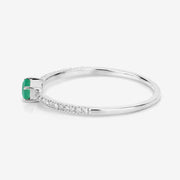 Bids.com 0.18 Carat Genuine Zambian Emerald and White Diamond 14K White Gold Ring Rings