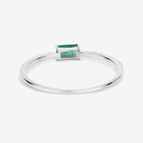 Bids.com 0.18 Carat Genuine Zambian Emerald and White Diamond 14K White Gold Ring Rings