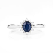 Bids.com 0.44 Carat Genuine Blue Sapphire and White Diamond 14K White Gold Ring Rings