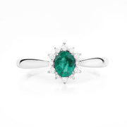 Bids.com 0.40 Carat Genuine Zambian Emerald and White Diamond 14K White Gold Ring Rings