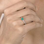 Bids.com 0.67 Carat Genuine Zambian Emerald and White Diamond 14K White Gold Ring Rings
