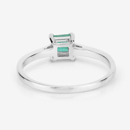 Bids.com 0.67 Carat Genuine Zambian Emerald and White Diamond 14K White Gold Ring Rings