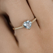 Bids.com 0.65 Carat Genuine Aquamarine and White Diamond 14K Yellow Gold Ring Rings