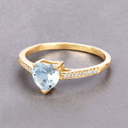 Bids.com 0.65 Carat Genuine Aquamarine and White Diamond 14K Yellow Gold Ring Rings