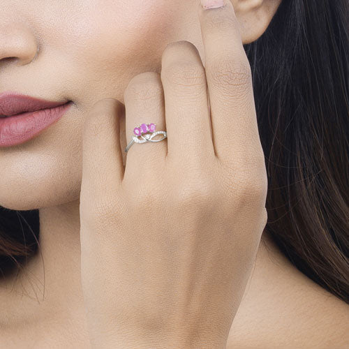 Bids.com 0.71 Carat Genuine Ruby and White Diamond 14K White Gold Ring Rings