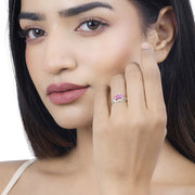 Bids.com 0.71 Carat Genuine Ruby and White Diamond 14K White Gold Ring Rings
