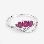 Bids.com 0.71 Carat Genuine Ruby and White Diamond 14K White Gold Ring Rings