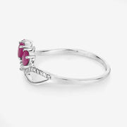 Bids.com 0.71 Carat Genuine Ruby and White Diamond 14K White Gold Ring Rings