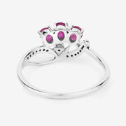 Bids.com 0.71 Carat Genuine Ruby and White Diamond 14K White Gold Ring Rings
