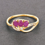 Bids.com 0.71 Carat Genuine Ruby and White Diamond 14K Yellow Gold Ring Rings