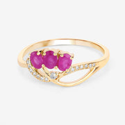 Bids.com 0.71 Carat Genuine Ruby and White Diamond 14K Yellow Gold Ring Rings