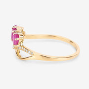 Bids.com 0.71 Carat Genuine Ruby and White Diamond 14K Yellow Gold Ring Rings