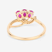 Bids.com 0.71 Carat Genuine Ruby and White Diamond 14K Yellow Gold Ring Rings