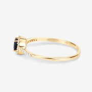 Bids.com 0.38 Carat Genuine Blue Sapphire and White Diamond 14K Yellow Gold Ring Rings