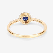 Bids.com 0.38 Carat Genuine Blue Sapphire and White Diamond 14K Yellow Gold Ring Rings