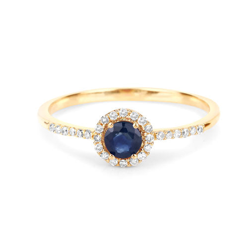Bids.com 0.38 Carat Genuine Blue Sapphire and White Diamond 14K Yellow Gold Ring Rings