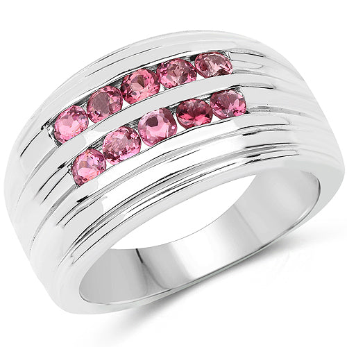Bids.com 1.00 Carat Genuine Pink Tourmaline .925 Sterling Silver Ring Rings