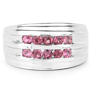 Bids.com 1.00 Carat Genuine Pink Tourmaline .925 Sterling Silver Ring Rings