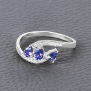 Bids.com 0.51 Carat Genuine Tanzanite and White Diamond 14K White Gold Ring Rings