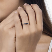 Bids.com 0.56 Carat Genuine Blue Sapphire and White Diamond 14K White Gold Ring Rings