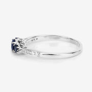 Bids.com 0.56 Carat Genuine Blue Sapphire and White Diamond 14K White Gold Ring Rings