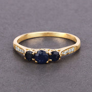 Bids.com 0.56 Carat Genuine Blue Sapphire and White Diamond 14K Yellow Gold Ring Rings