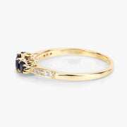 Bids.com 0.56 Carat Genuine Blue Sapphire and White Diamond 14K Yellow Gold Ring Rings