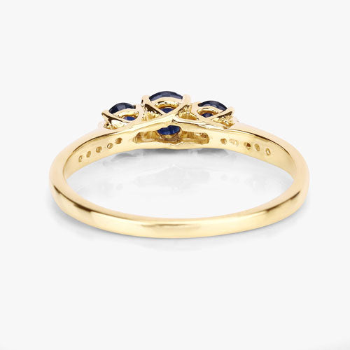 Bids.com 0.56 Carat Genuine Blue Sapphire and White Diamond 14K Yellow Gold Ring Rings