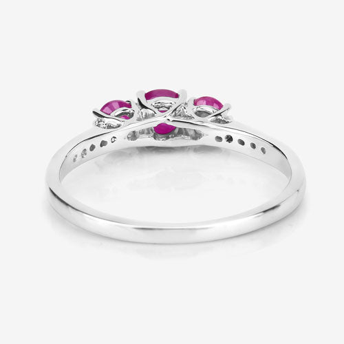 Bids.com 0.61 Carat Genuine Ruby and White Diamond 14K White Gold Ring Rings