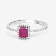 Bids.com 0.58 Carat Genuine Ruby and White Diamond 14K White Gold Ring Rings