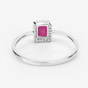 Bids.com 0.58 Carat Genuine Ruby and White Diamond 14K White Gold Ring Rings