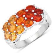 Bids.com 1.56 Carat Genuine Fire Opal .925 Sterling Silver Ring Rings