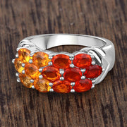 Bids.com 1.56 Carat Genuine Fire Opal .925 Sterling Silver Ring Rings