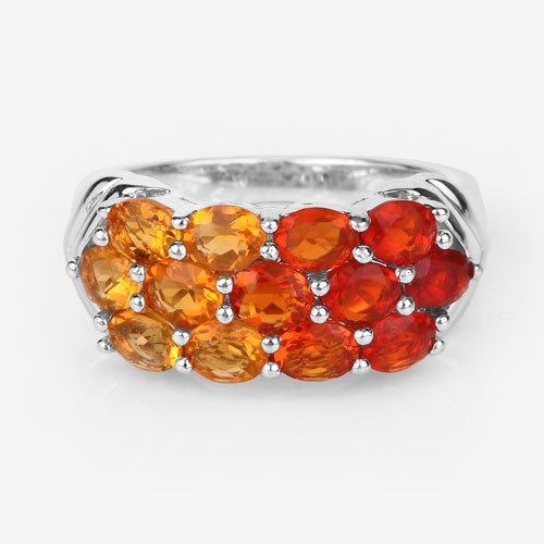 Bids.com 1.56 Carat Genuine Fire Opal .925 Sterling Silver Ring Rings
