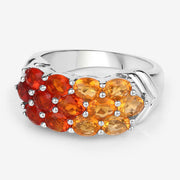 Bids.com 1.56 Carat Genuine Fire Opal .925 Sterling Silver Ring Rings