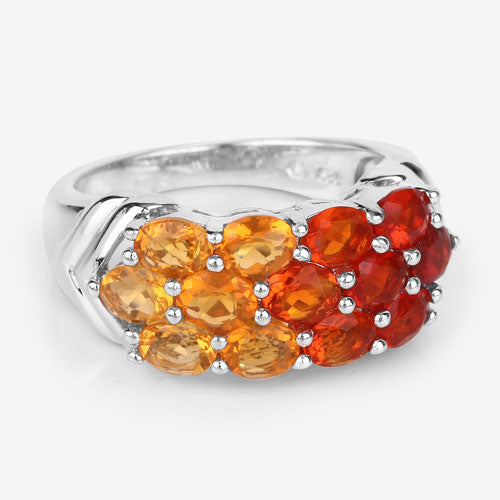 Bids.com 1.56 Carat Genuine Fire Opal .925 Sterling Silver Ring Rings