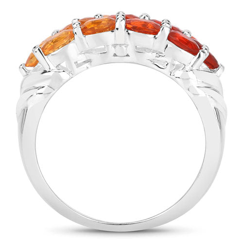 Bids.com 1.56 Carat Genuine Fire Opal .925 Sterling Silver Ring Rings
